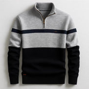 Men's Striped Half-Zip Pullover Sweater