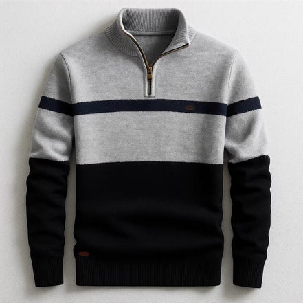 Men's Striped Half-Zip Pullover Sweater