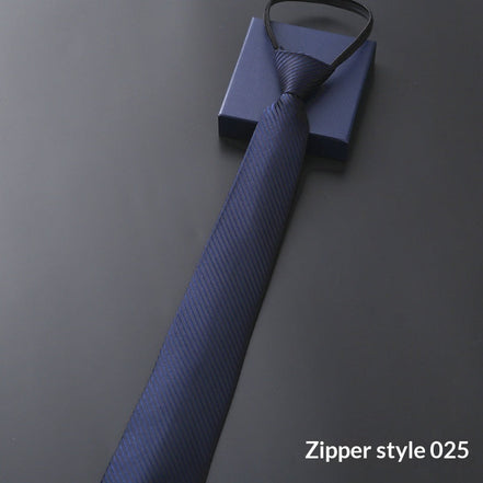Mens Business Formal Zipper Tie With Blue Stripes