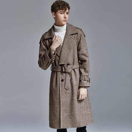 knee Herringbone Coat For Mens