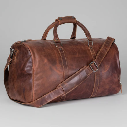 Greenwood Leather Overnight Travel Duffle Bag. Premium Weekender & Gym Companion