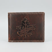 Men’s Cow Leather Canada Embossed Bifold Wallet