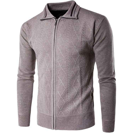 Men's Thickened Cotton Cardigan Zipper Lapel Sweater