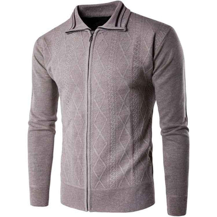 Men's Thickened Cotton Cardigan Zipper Lapel Sweater