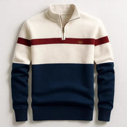 Men's Striped Half-Zip Pullover Sweater