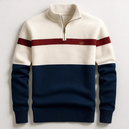 Men's Striped Half-Zip Pullover Sweater