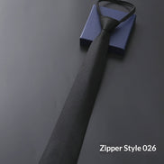 Mens Business Formal Zipper Tie With Blue Stripes