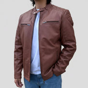 BOL Mens Alvin Lambskin Leather Jacket with Removable Hood