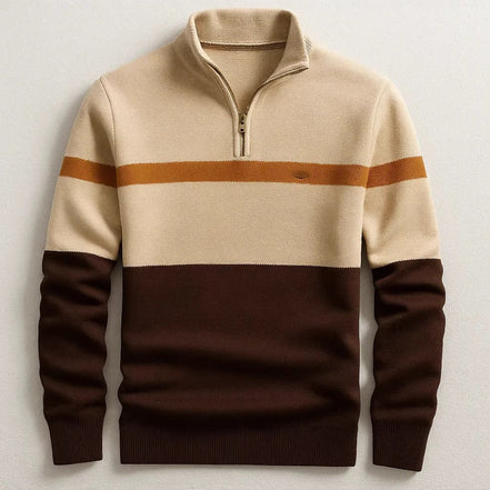 Men's Striped Half-Zip Pullover Sweater