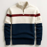 Men's Striped Half-Zip Pullover Sweater