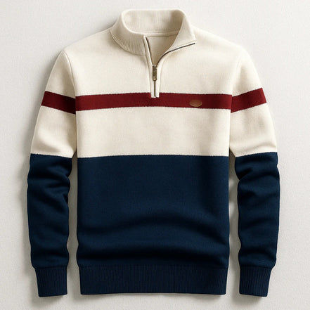 Men's Striped Half-Zip Pullover Sweater
