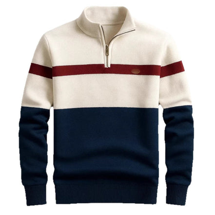 Men's Striped Half-Zip Pullover Sweater