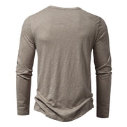 Men's Long-sleeved T-shirt Fashion Casual Solid Color Pullover Button Top Autumn And Spring Clothing