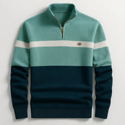 Men's Striped Half-Zip Pullover Sweater