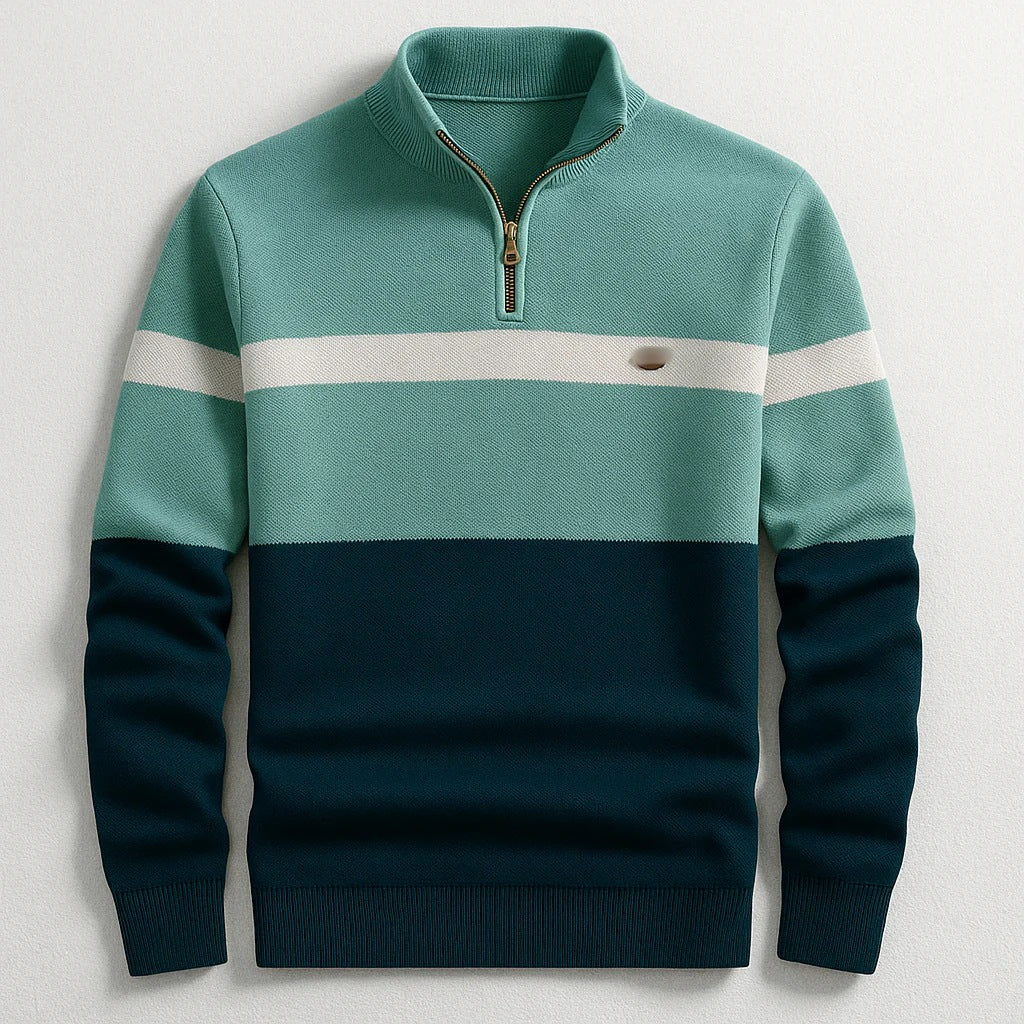 Men's Striped Half-Zip Pullover Sweater
