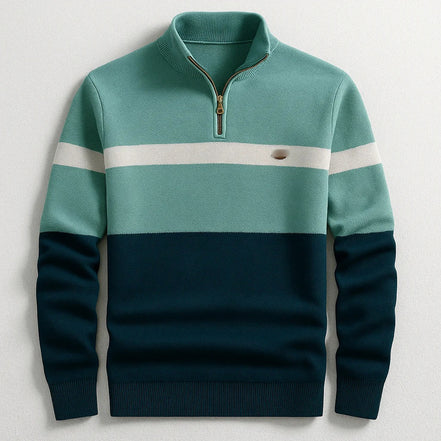 Men's Striped Half-Zip Pullover Sweater