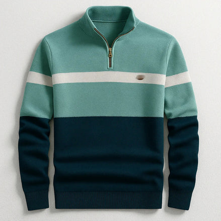 Men's Striped Half-Zip Pullover Sweater