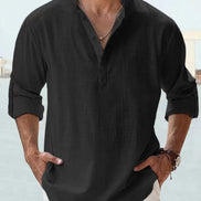 New Men's Casual Blouse Cotton Linen Shirt Loose Tops Long Sleeve Tee Shirt Spring Autumn Casual Handsome Men's Shirts