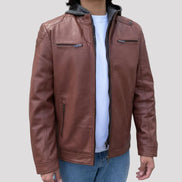 BOL Mens Alvin Lambskin Leather Jacket with Removable Hood