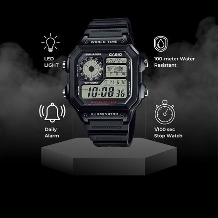 Casio Men's Classic Japanese-Quartz Watch with Resin Strap, Black, 21 (Model: AE1200WH-1A) 🍁 All In One Marketplace Canada