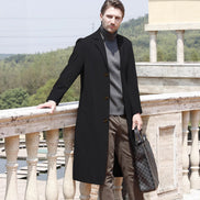 Men's Casual Extended Above The Knee Woolen Trench Coat