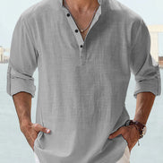 New Men's Casual Blouse Cotton Linen Shirt Loose Tops Long Sleeve Tee Shirt Spring Autumn Casual Handsome Men's Shirts