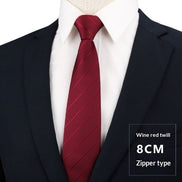 Mens Business Formal Zipper Tie With Blue Stripes