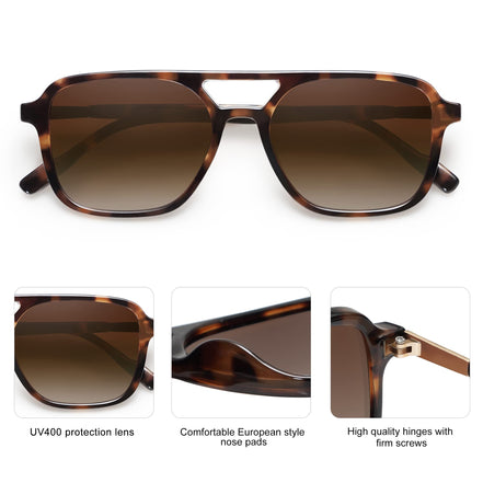 SOJOS Retro Aviator Sunglasses for Women Men,Trendy Rectangle Womens Mens Shades Sun Glasses SJ2202 Tortoise Frame Brown Grading Lens 🍁 All In One Marketplace Canada