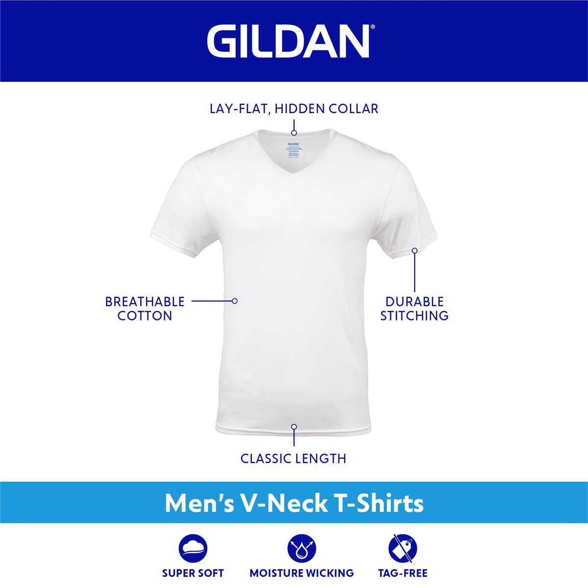 Gildan Men's V-Neck T-Shirts, Multipack, Style G1103, Black/Sport Grey/Charcoal/Military Green (5-Pack), Large 🍁 All In One Marketplace Canada