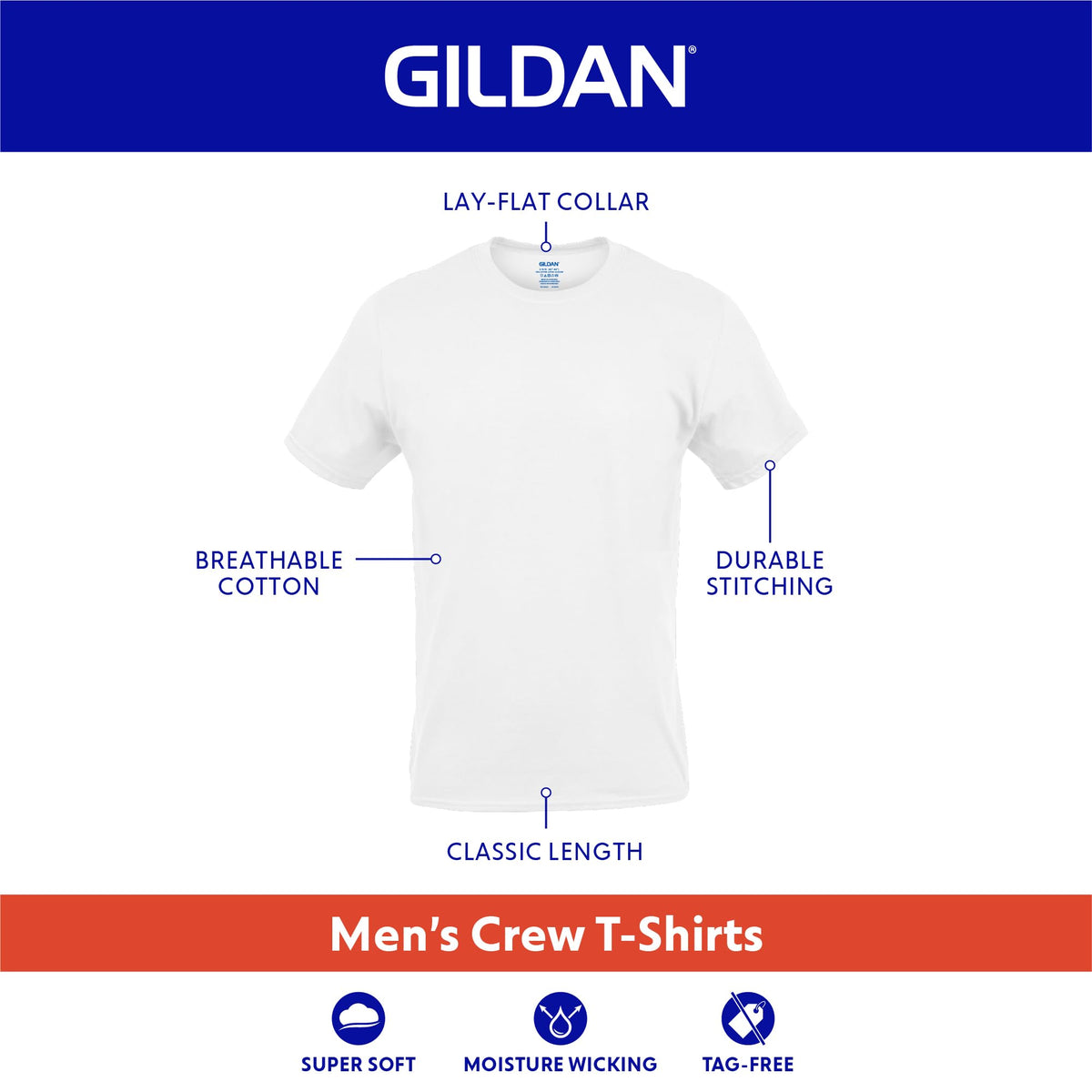 Gildan Men's Crew T-Shirts, Multipack, Style G1100, White (12-pack), Medium 🍁 All In One Marketplace Canada