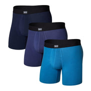 SAXX Underwear Co. Men's Core Cotton Boxer Brief Fly 3-Pack, Lake Blue/Deep Cobalt/Navy, Medium 🍁 All In One Marketplace Canada