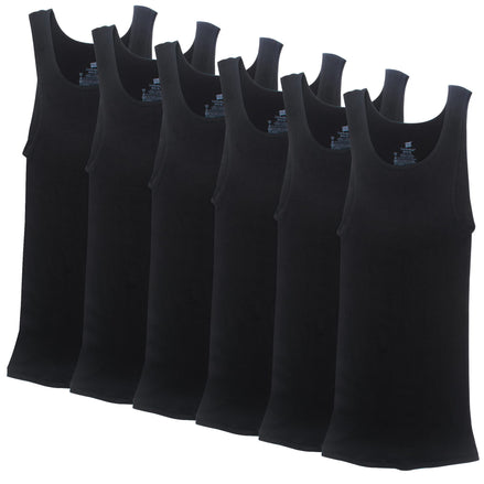 Hanes Mens ComfortSoft 6 Pack FreshIQ Tagless A-Shirts Undershirt, BLACK, Medium US 🍁 All In One Marketplace Canada
