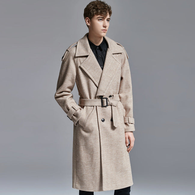 knee Herringbone Coat For Mens