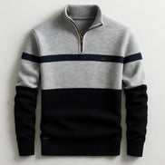 Men's Striped Half-Zip Pullover Sweater