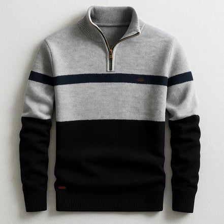 Men's Striped Half-Zip Pullover Sweater