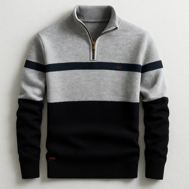 Men's Striped Half-Zip Pullover Sweater