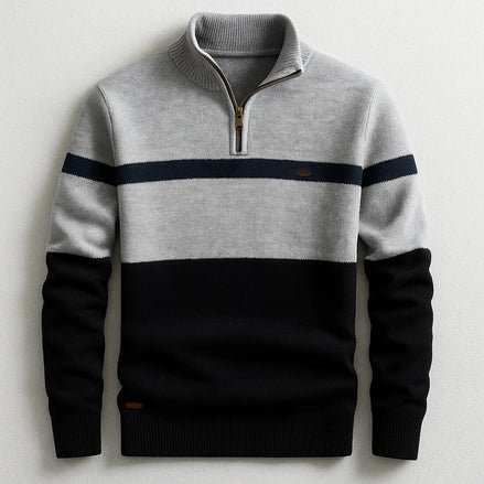 Men's Striped Half-Zip Pullover Sweater