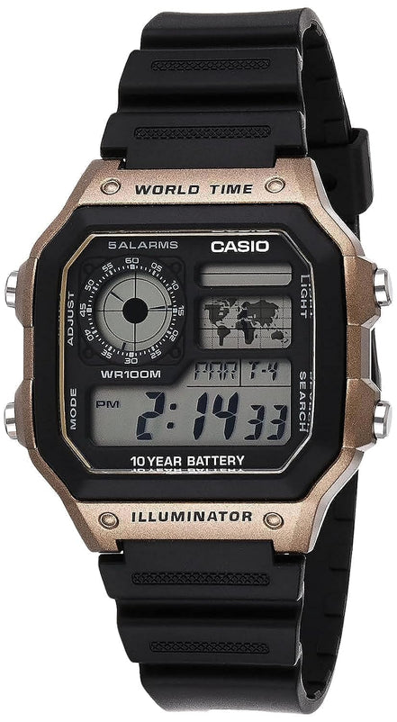 Casio Men's 10-Year Battery Japanese Quartz Watch with Resin Strap, Black, 21 (Model: AE-1200WH-5AVCF) 🍁 All In One Marketplace Canada