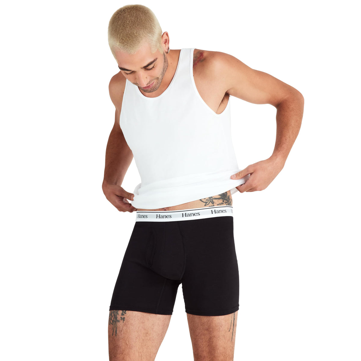 Hanes Originals Men's Boxer Briefs, Stretch Cotton Moisture-Wicking Underwear, Modern Fit Low Rise, Pack of 4, Grey/Black assortement, Size Small 🍁 All In One Marketplace Canada