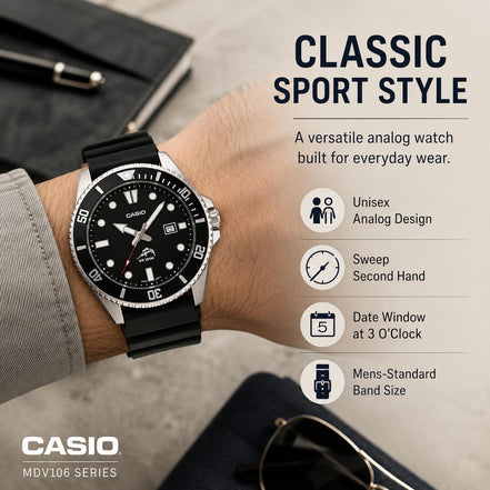Casio Men’s MDV106-1AV 200M Duro Analog Watch, Black 🍁 All In One Marketplace Canada