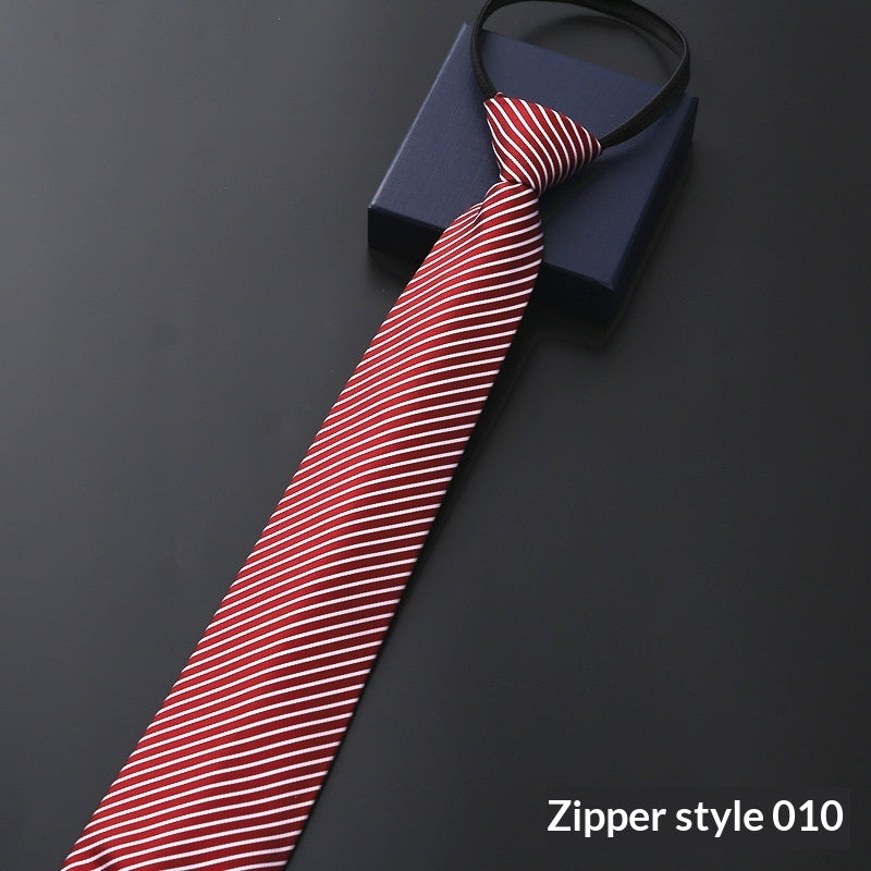 Mens Business Formal Zipper Tie With Blue Stripes