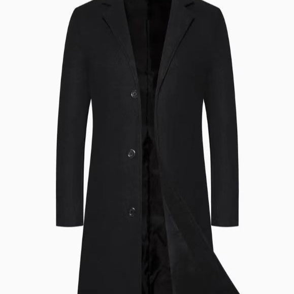 Men's Casual Extended Above The Knee Woolen Trench Coat