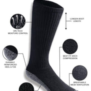Dickies Men's Multi-Pack Dri-tech Moisture Control Boot-Length Socks, Black (6 Pairs), Shoe Size: 6-12 🍁 All In One Marketplace Canada