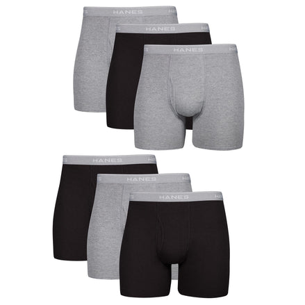 Hanes Boxer Briefs, Cool Dri Moisture-Wicking Underwear, Cotton No-Ride-up for Men, Multi-Packs Available, 6 Pack - Black/Gray, Large 🍁 All In One Marketplace Canada