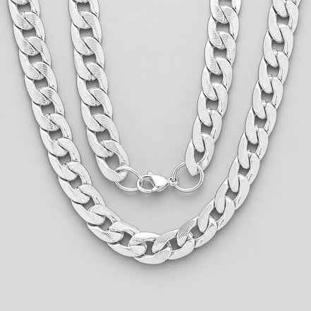 Men’s 10mm Stainless Steel Accented Cuban Link Biker Chain Necklace