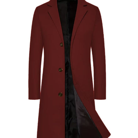 Men's Casual Extended Above The Knee Woolen Trench Coat