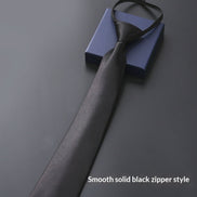 Mens Business Formal Zipper Tie With Blue Stripes