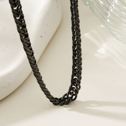 ABASI BLACK: Black Carbon Chunky Link Chain