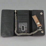 BOL Men's Chrome Plated Trucker Leather Trifold Wallet