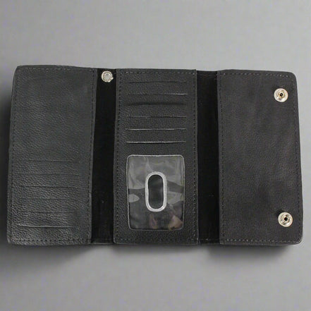 BOL Men's Chrome Plated Trucker Leather Trifold Wallet